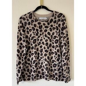 Harper Lane Women's Leopard print Wool Cashmere Blend Sweater Size large Preppy